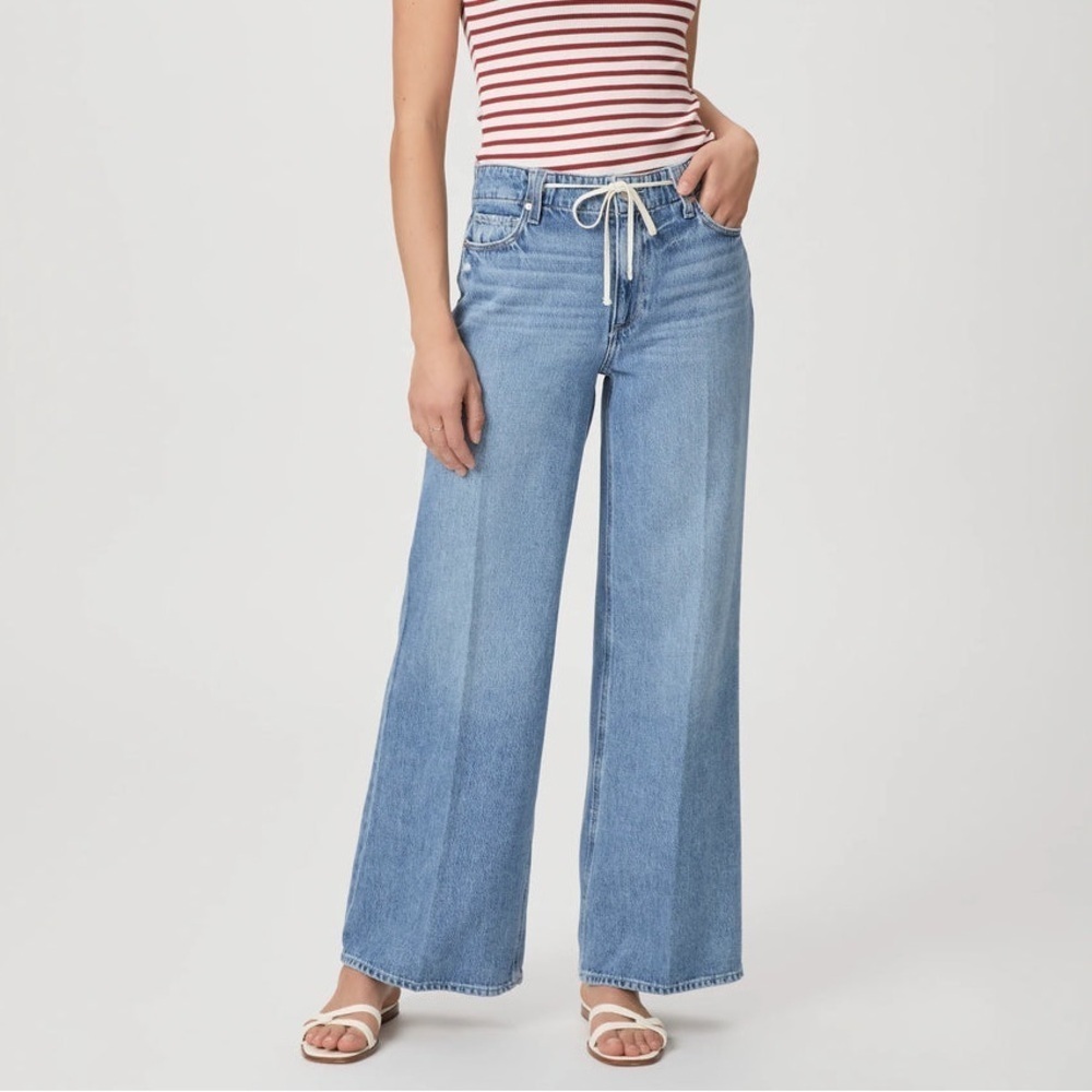 PAIGE Zoey Tie Waist Wide Leg Jeans Alaya Denim Boho Casual Women’s Size 32